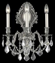  9603W14PW/RC - Monarch 3 Light Pewter Wall Sconce Clear Royal Cut Crystal