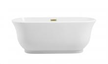  BT10259GW-BGD - 59 inch Soaking Bathtub in Glossy White with Brushed Gold Trim