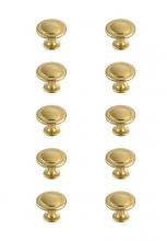  KB2005-GD-10PK - Logyn 1.3" Diameter Brushed Gold Mushroom Knob Multipack (Set of 10)