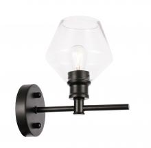  LD2308BK - Gene 1 Light Black and Clear Glass Wall Sconce