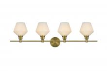  LD2321SG - Gene 4 Light Satin Gold and Frosted White Glass Wall Sconce