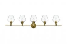  LD2324SG - Gene 5 Light Satin Gold and Clear Glass Wall Sconce