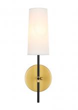 Elegant LD6004W5BRBK - Mel 1 Light Brass and Black and White Shade Wall Sconce