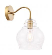  LD6194BR - Pierce 1 Light Brass and Clear Seeded Glass Wall Sconce