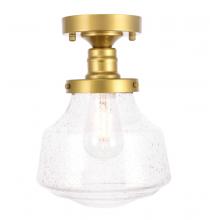  LD6248BR - Lyle 1 Light Brass and Clear Seeded Glass Flush Mount