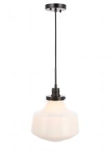  LD6261BK - Lyle 1 Light Black and Frosted White Glass Pendant