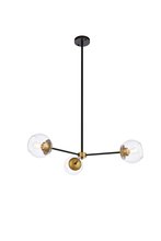  LD646D32BRK - Briggs 32 Inch Pendant in Black and Brass with Clear Shade