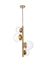  LD654D18BR - Wells 18 inch pendant in brass with clear shade