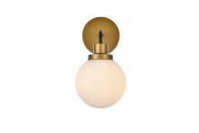  LD7030W8BRB - Hanson 1 Light Bath Sconce in Black with Brass with Frosted Shade