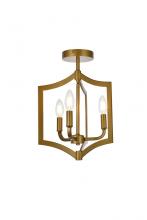  LD7067F12BR - Kiera 3 Lights Flush Mount in Brass