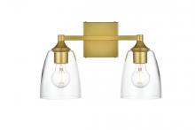  LD7307W15BRA - Gianni 2 light Brass and Clear Bath Sconce