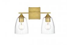  LD7309W15BRA - Harris 2 light Brass and Clear Bath Sconce