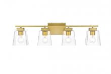  LD7312W32BRA - Merrick 4 Light Brass and Clear Bath Sconce