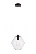 Elegant LDPD2115 - Placido Collection Pendant D9.4 H10.8 Lt:1 Black and Clear Finish