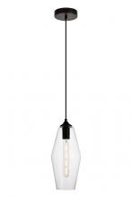 Elegant LDPD2119 - Placido Collection Pendant D5.9 H14.2 Lt:1 Black and Clear Finish