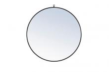  MR4061BK - Metal Frame Round Mirror with Decorative Hook 36 Inch Black Finish