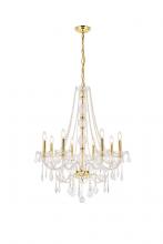  V7858D28G/RC - Verona 8 Light Gold Chandelier Clear Royal Cut Crystal