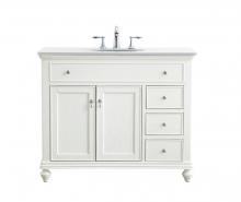  VF12342AW-VW - 42 Inch Single Bathroom Vanity in Antique White with Ivory White Engineered Marble