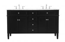  VF12560DBK - 60 Inch Double Bathroom Vanity in Black