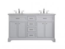  VF15060DGR - 60 In. Double Bathroom Vanity Set in Light Grey