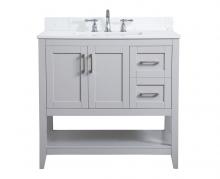  VF16036GR-BS - 36 Inch Single Bathroom Vanity in Grey with Backsplash