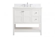  VF16436WH-BS - 36 Inch Single Bathroom Vanity in White with Backsplash