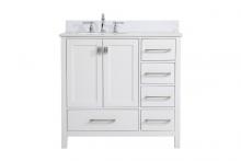  VF18836WH-BS - 36 Inch Single Bathroom Vanity in White with Backsplash