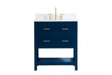  VF19030BL-BS - 30 Inch Single Bathroom Vanity in Blue with Backsplash