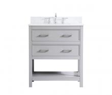  VF19030GR-BS - 30 Inch Single Bathroom Vanity in Grey with Backsplash