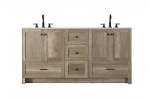  VF2866DNT - 66 inch Double Bathroom Vanity In Natural Oak