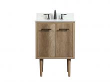  VF48024NT-BS - 24 Inch Single Bathroom Vanity in Natural Oak with Backsplash