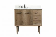  VF48036NT-BS - 36 Inch Single Bathroom Vanity in Natural Oak with Backsplash