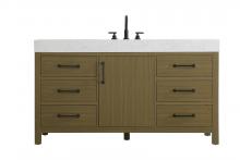  VF60660MCB - 60 inch Single Bathroom Vanity In Chestnut Brown