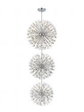  2500G44L3C - Vera 44 Inch Three Tiers Crystal Starburst Chandelier in Chrome