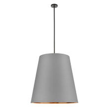  PD311030UBGG - Calor 30-in Gray Linen Withgold Parchmen/Urban Bronze 3 Lights Pendant