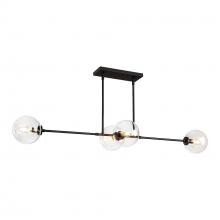  LP549448MBCL - Cassia 48-in Matte Black/Clear Glass 4 Lights Linear Pendant