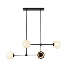  CH407342MBGO - Fiore 42-in Matte Black/Glossy Opal Glass 4 Lights Chandelier