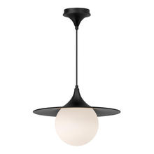  PD525216MBOP - Fuji 16-in Matte Black/Opal Matte Glass 1 Light Pendant