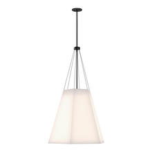  PD545622MBWL - Manila 22-in Matte Black/White Linen 3 Lights Pendant