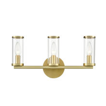  WV309033NBCG - Revolve Clear Glass/Natural Brass 3 Lights Wall/Vanity