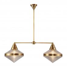  LP348241VBPG - Willard 41-in Vintage Brass/Prismatic Glass 2 Lights Linear Pendant