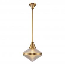  PD348114VBPG - Willard 14-in Vintage Brass/Prismatic Glass 1 Light Pendant