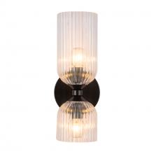  WV442612MBCR - Nelly 12-in Matte Black/Clear Ribbed Glass Socket Wall/Vanity Light