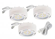  3580LED-PL3WHT-C - Undercabinet, 120v Linkable LED Puck Light, White,3 Light Kit,8 LEDs, 3000K, 825Lumens