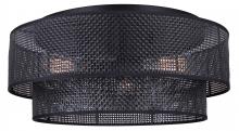 Canarm IFM1149A19BK - BELLAMY 19 in. 3-Light 60-Watt Contemporary Black Flush Mount with Black Faux Rattan Shade