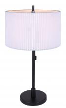  ITL288A24BK - CARMYNN 24.25 in. Black Table Lamp with White Ribbed Fabric Shade and Pull Chain Switch