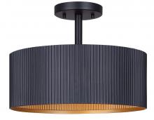  ISF1119A02BK - Rexton 13 in. 2-Lt 60-Watt Modern Matte Black Semi-Flush Mount with Matte Black and Gold Metal Shade