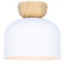  IFM1152A09WHW - CALEB 9 in. 1-Light 60-Watt Contemporary Matte White Flush Mount with Matte White Metal Shade Shade