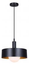  IPL1150A01BK - DAYLON 60-Watt 1 Light Black Contemporary Pendant with Black Glass Shade