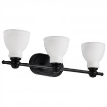  60/8023 - Russel; 3 Light Vanity; Matte Black with Satin White Glass